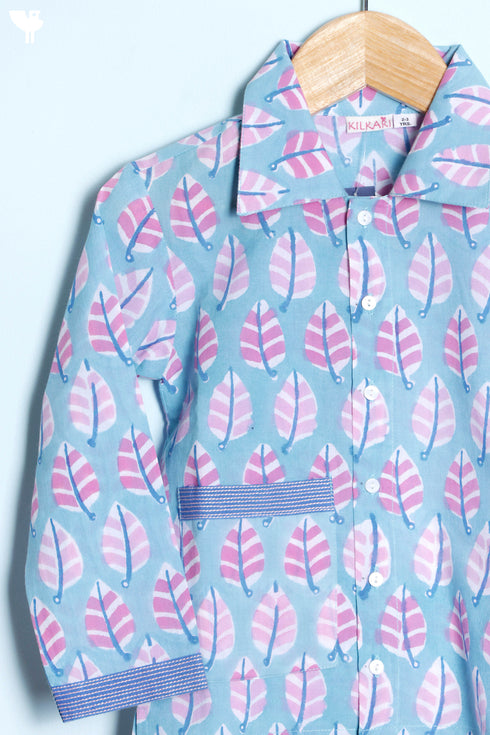 Cotton Boys Sleepwear Set In Block Print