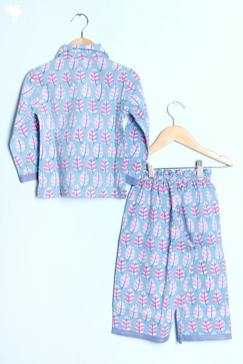 Cotton Boys Sleepwear Set In Block Print