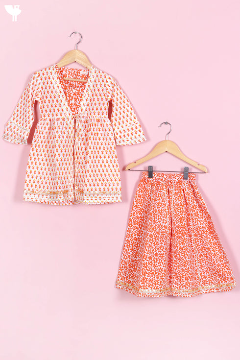 Cotton Sharara Set In Block Print