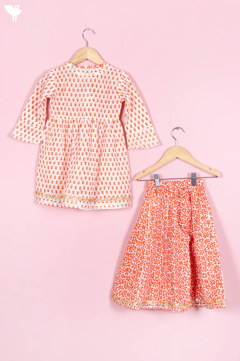 Cotton Sharara Set In Block Print