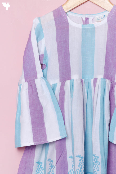 Khaadi Cotton Frock & Shorts Set In Stripes