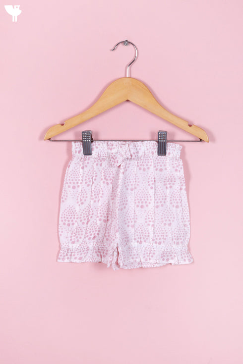 Cotton Frock & Shorts Set In Block Print