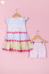Cotton Frock & Shorts Set In Block Print
