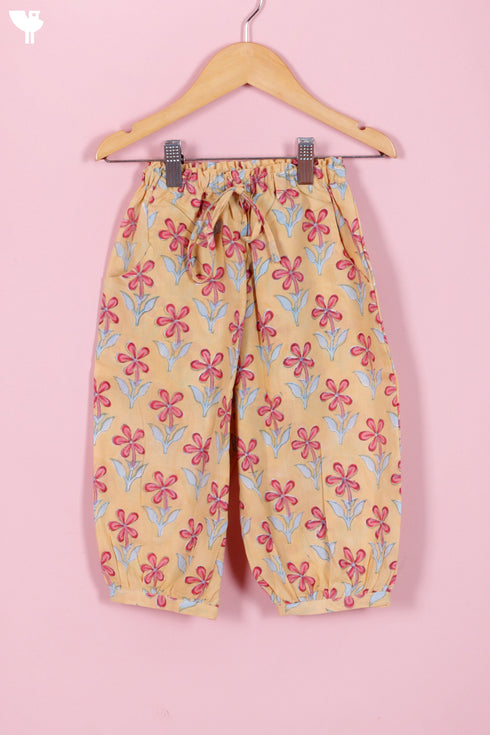 Cotton Girl’s Kurta and Pant Set In Block Print