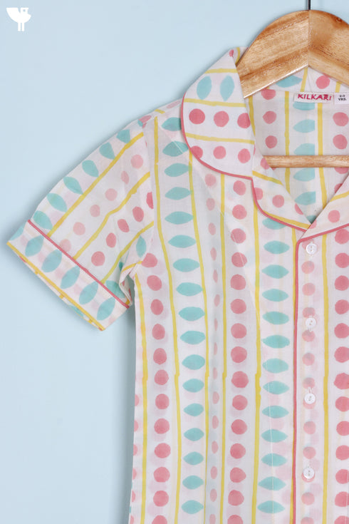 Cotton Shirt & Shorts Set In Block Print