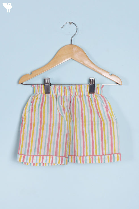 Cotton Shirt & Shorts Set In Block Print