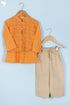 Cambric Cotton Orange Kurta Pajama Set With Vest