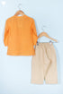 Cambric Cotton Orange Kurta Pajama Set With Vest
