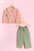 Cambric Cotton Peach–Sage Co-Ord Set with Jacket In Block Print