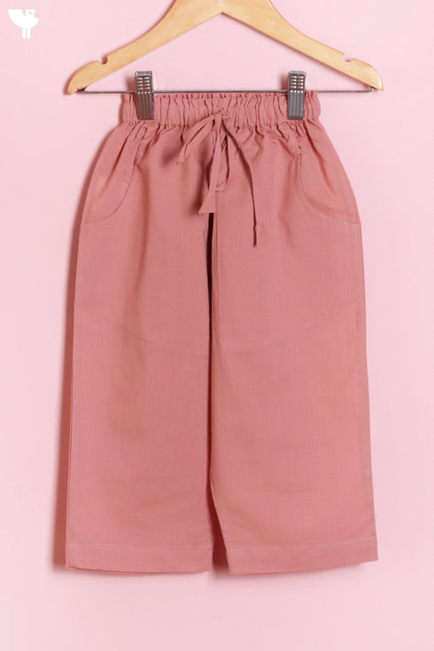 Cambric Cotton Sage–Peach Boys Kurta and Pant Set In Block Print