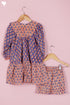 Cambric Cotton Orange Peach Blue Girls Top and Pant Set