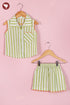 Cambric Cotton Girls Top & Short Set in Stripe Block Print