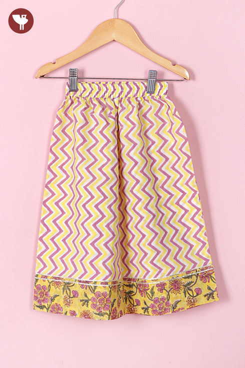 Mul Mul Cotton White & Yellow Girls Sharara Set