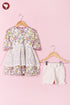 Mul Mul Cotton White Girls Top & Short Set in Floral Block Print