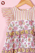 Mul Mul Cotton White Girls Top & Short Set in Floral Block Print