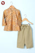 Tussar Cotton Boys Kurta Pyjama Set in Floral Block Print