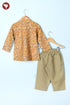 Tussar Cotton Boys Kurta Pyjama Set in Floral Block Print