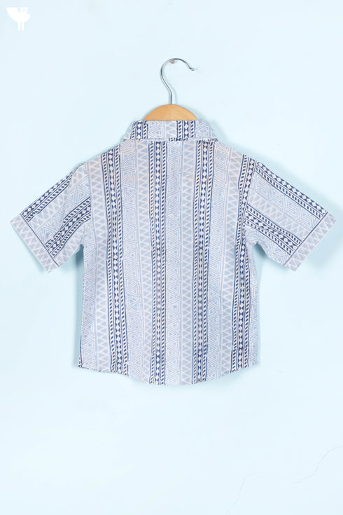 Cambric Cotton Boys Shirt In Block Print