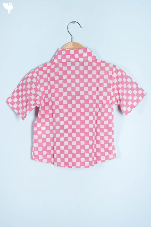 Cambric Cotton Boys Shirt In Block Print