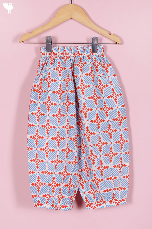 Cambric Cotton Girls Pant In Block Print
