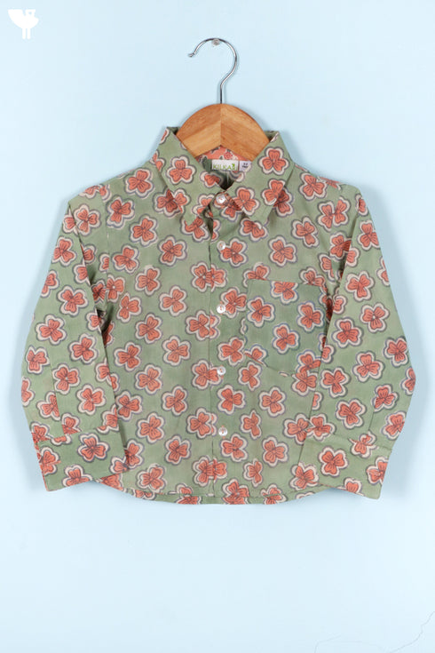 Cambric Cotton Sage Green Boys Shirt