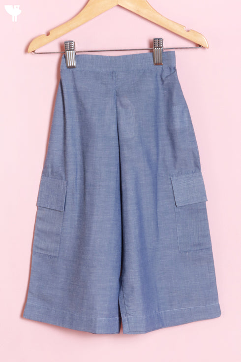 Cambric Cotton Blue Girls Pant
