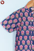 Cambric Cotton Navy Blue Boys Short Sleeve Shirt In Floral Block Print