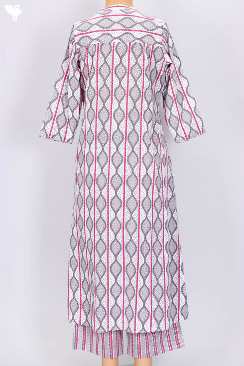 Cambric Cotton Kurta And Pant Set In Graphic Print
