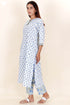 Cotton Kurta Pant And Dupatta Set In Block Print