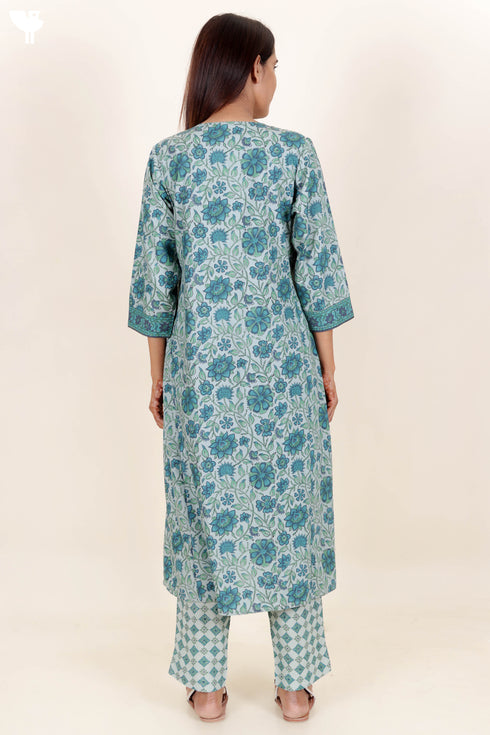Bizzy Lizzy Kurta And Pant Set With Kota Dupatta In Block Print