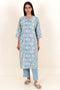 Bizzy Lizzy Kurta And Pant Set With Kota Dupatta In Block Print