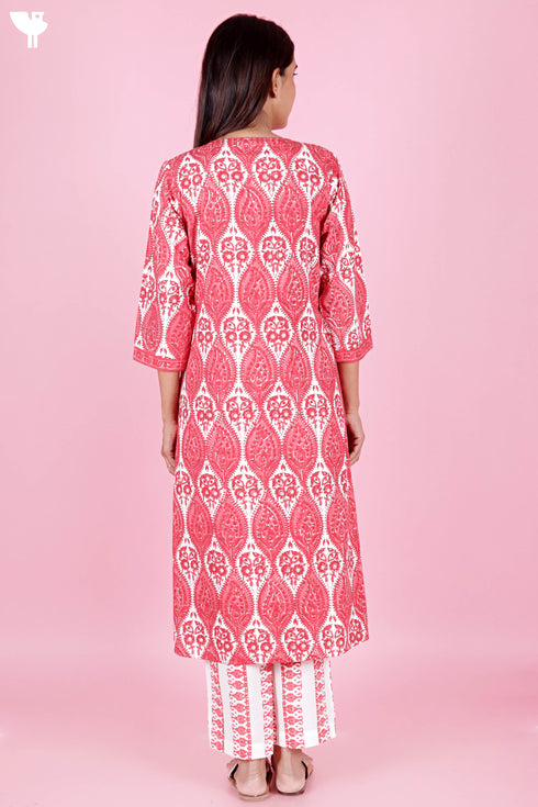 Bizzy Lizzy Kurta And Pant Set With Kota Dupatta In Block Print