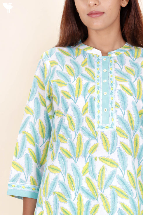 Bizzy Lizzy Kurta And Pant Set With Kota Dupatta In Block Print