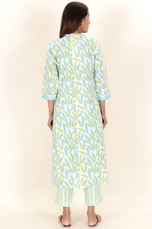 Bizzy Lizzy Kurta And Pant Set With Kota Dupatta In Block Print