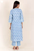 Cambric Cotton Kurta And Pant Set With Kota Dupatta In Block Print