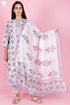 Cambric Cotton Kurta And Pant Set With Kota Dupatta In Block Print
