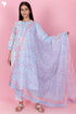 Cambric Cotton Kurta And Pant Set With Kota Dupatta In Block Print