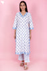 Cambric Cotton Kurta And Pant Set With Kota Dupatta In Block Print