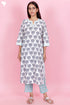Cotton Kurta And Pant Set With Kota Dupatta In Block Print