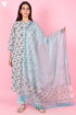 Cotton Kurta And Pant Set With Kota Dupatta In Block Print