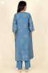 Chanderi Silk Kurta And Set With Dupatta Block Print Steel Blue