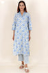 Bizzy Lizzy Cotton Kurta Pant Set With Chiffon Dupatta In Block Print