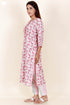 Bizzy Lizzy Cotton Kurta Pant Set With Chiffon Dupatta In Block Print