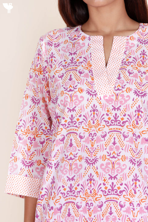 Cotton Kurta And Pant Set In Floral Print