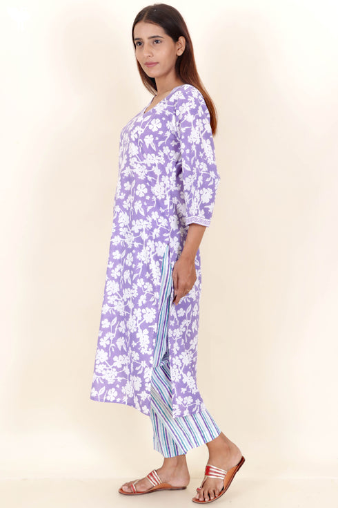 Khaadi Kurta Pant Set With Dupatta In Block Print