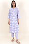 Terry Voile Kurta Pant Set With Dupatta In Block Print