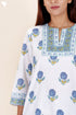 Cambric Cotton Kurta Pant Set With Dupatta In Block Print