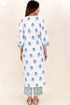 Cambric Cotton Kurta Pant Set With Dupatta In Block Print