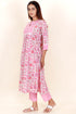 Cotton Kurta Pant Set With Dupatta In Block Print