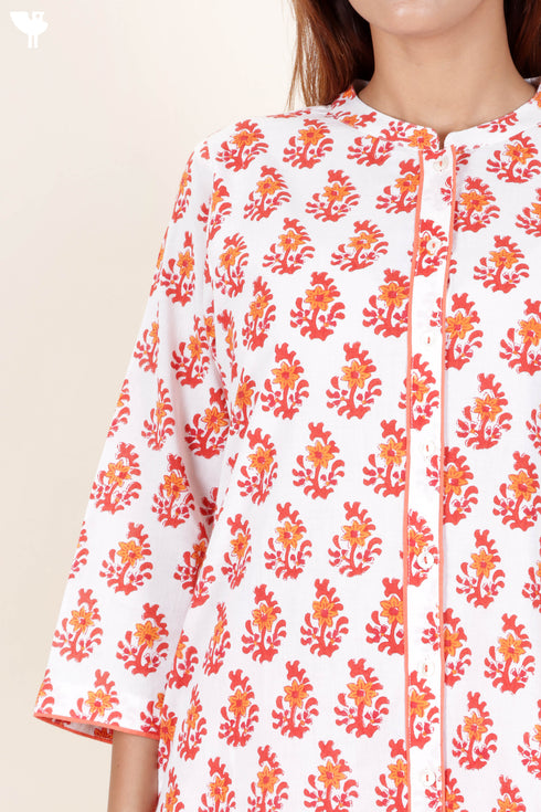 Cotton Kurta And Pant Set In Block Print